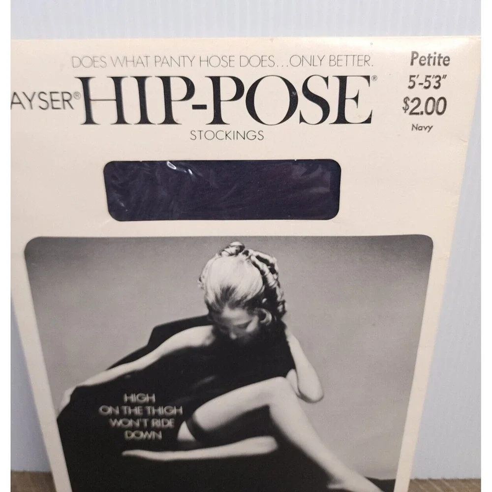 Vintage Kayser Thigh High Hose Navy Petite‎ New Sealed
